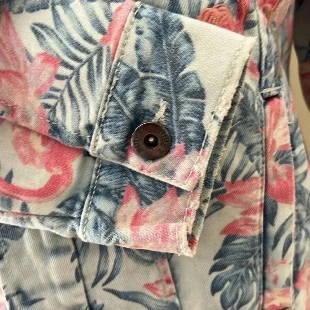 [S]Billy. T Tropical Floral  Embroidered Denim Jacket - Picture 4 of 16